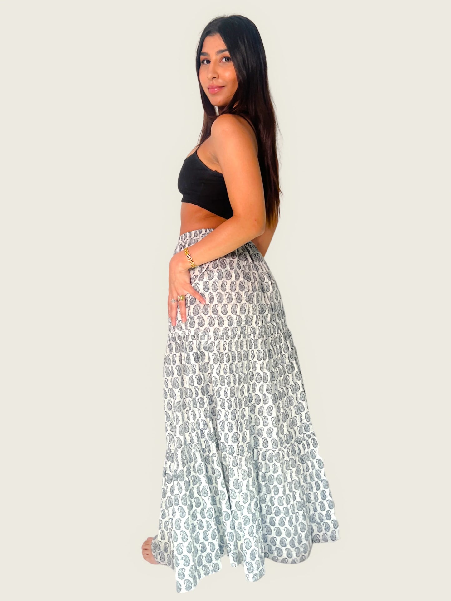 KHILE SKIRT WHITE PAISLEY