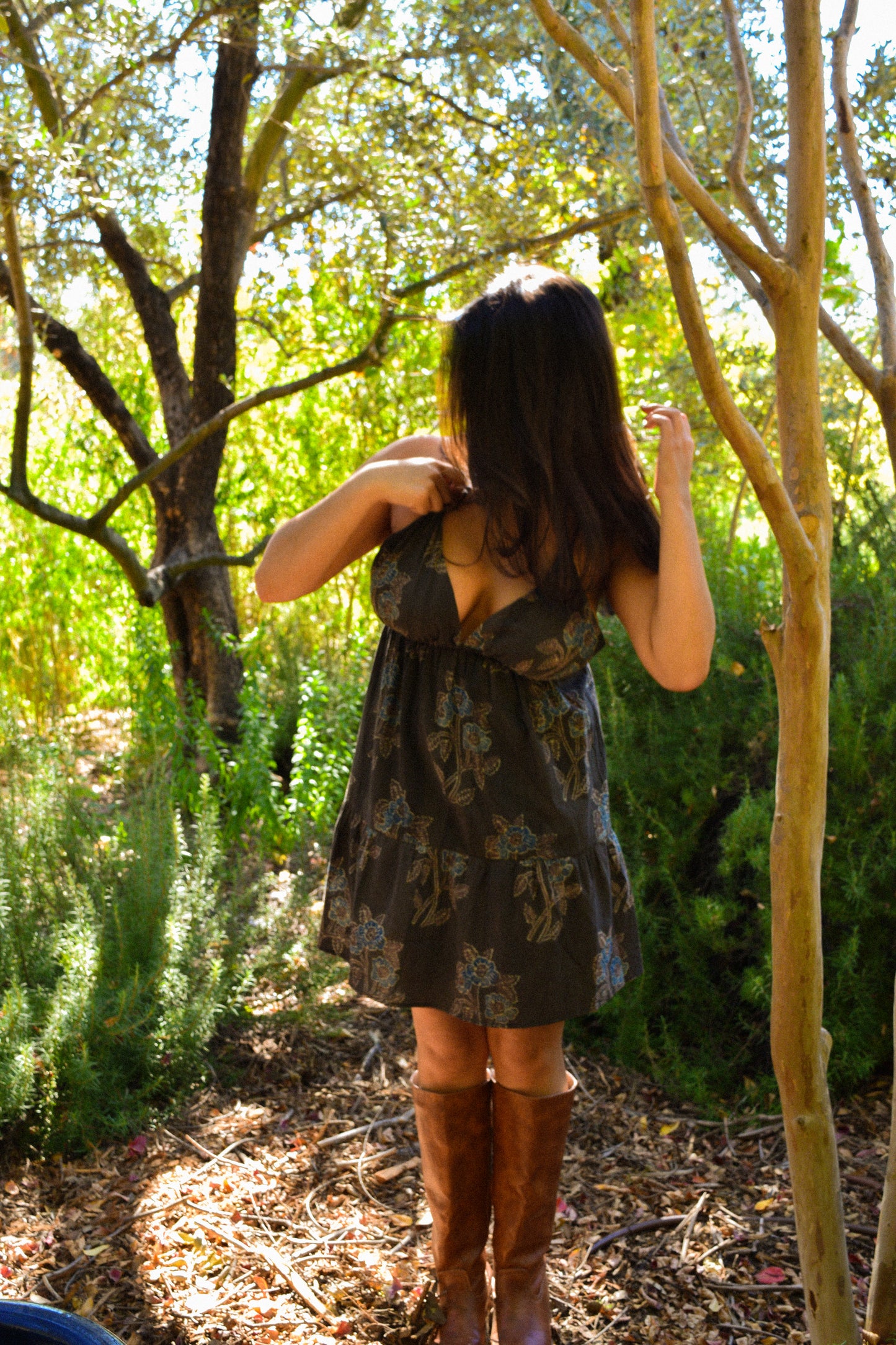 KALI MINI DRESS - BLOCK PRINT ON BLACK