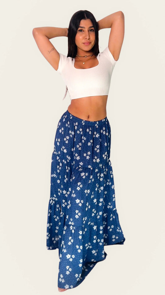 KHILE SKIRT BLUE FLORAL