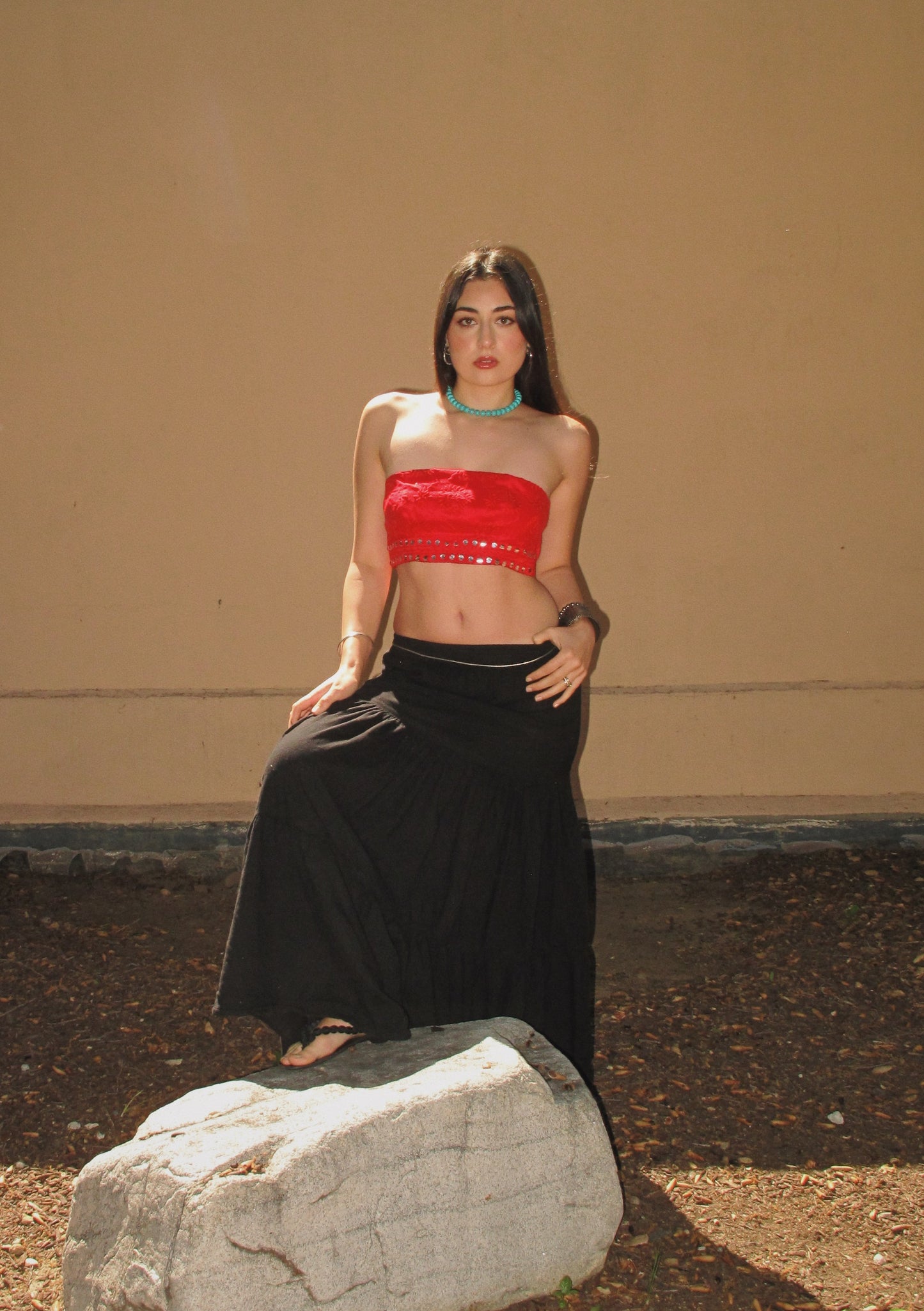 DIA TUBE - RED WITH EMBROIDERY & SEQUIN