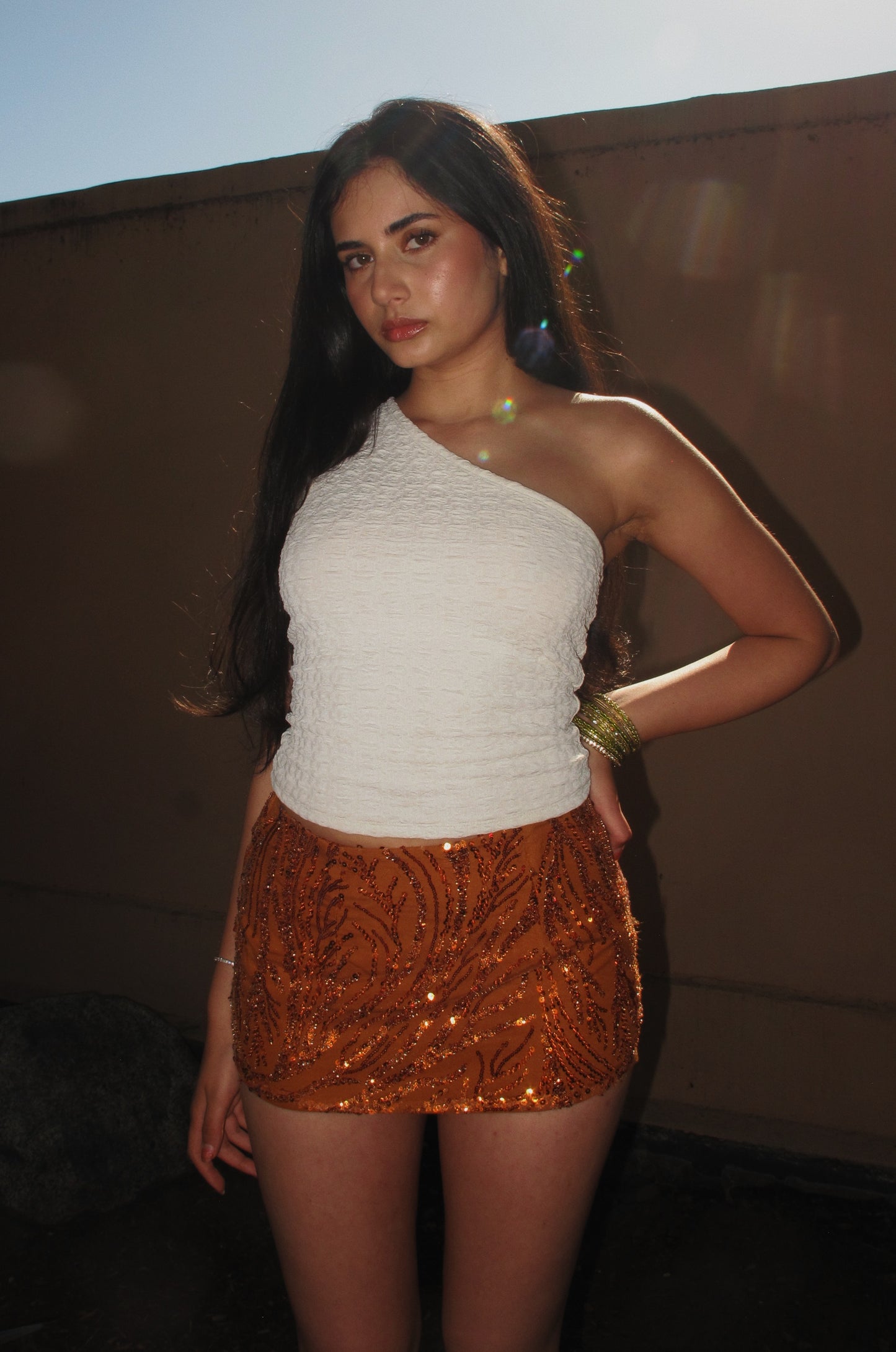 MICRO MINI - BEADED BURNT ORANGE