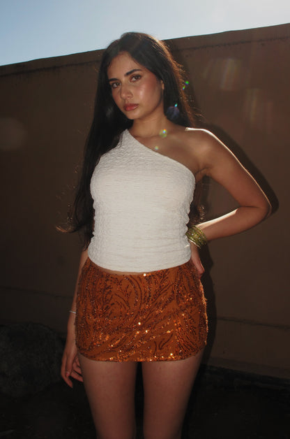 MICRO MINI - BEADED BURNT ORANGE