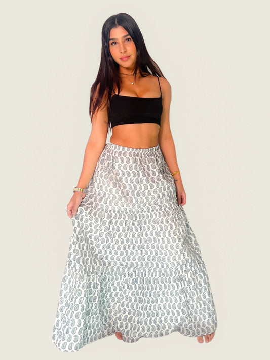 KHILE SKIRT WHITE PAISLEY