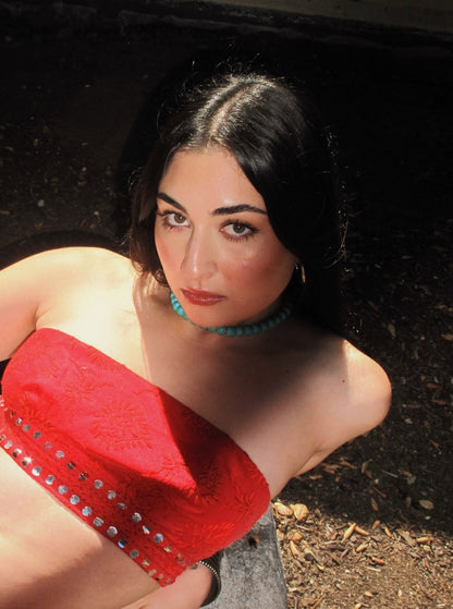 DIA TUBE - RED WITH EMBROIDERY & SEQUIN