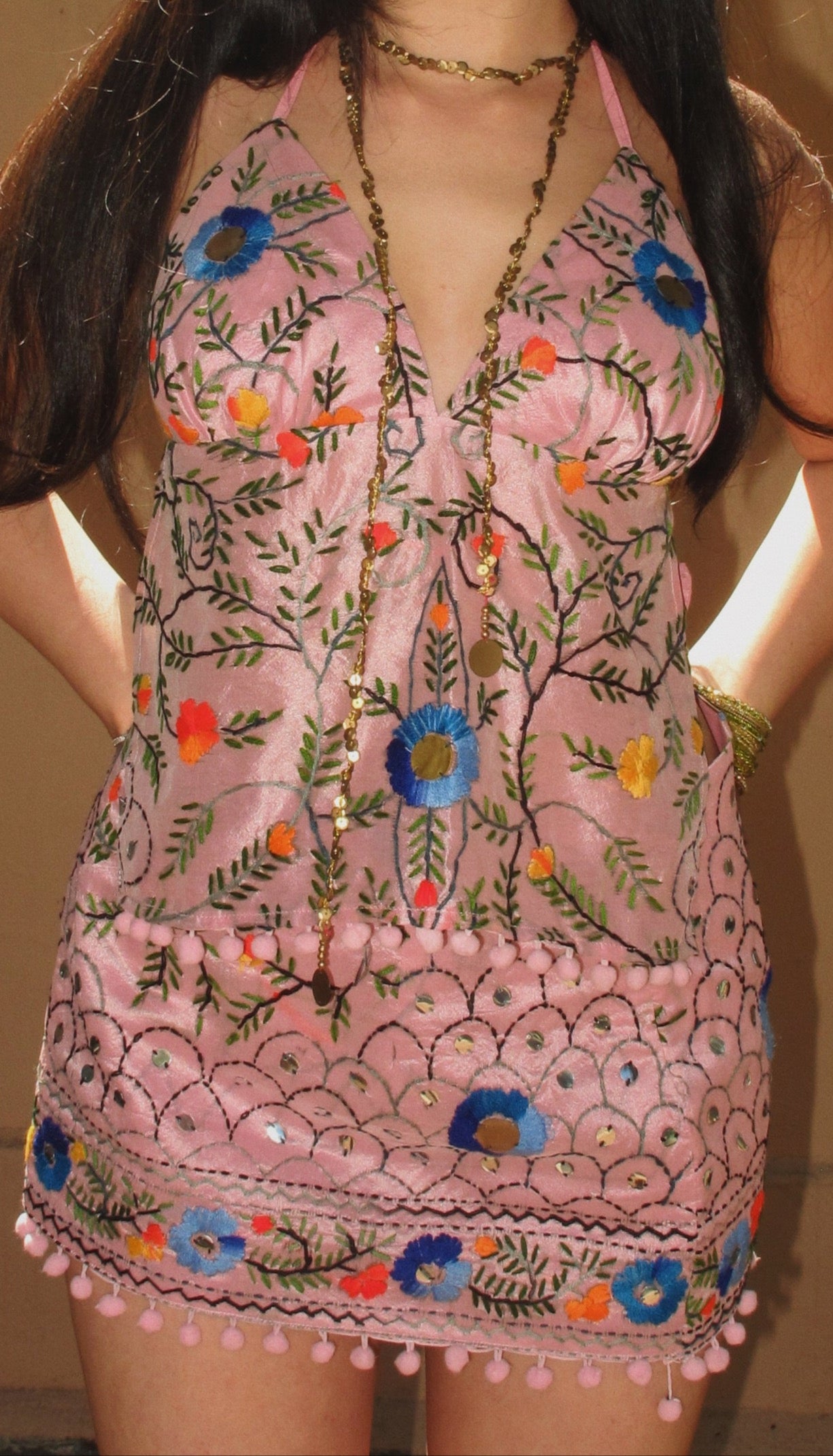 GOA TOP - BABY PINK EMBROIDERY