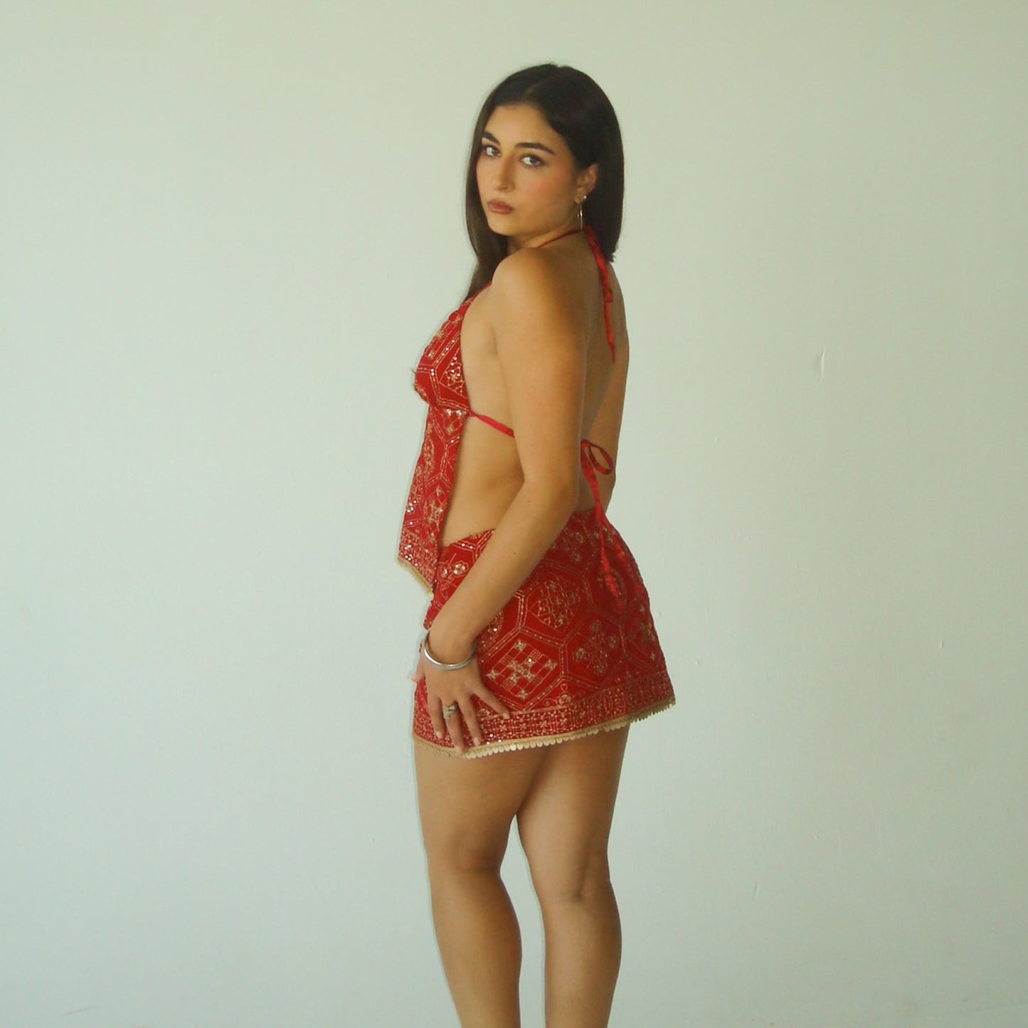 THE GOA TOP IN RED CHIFFON