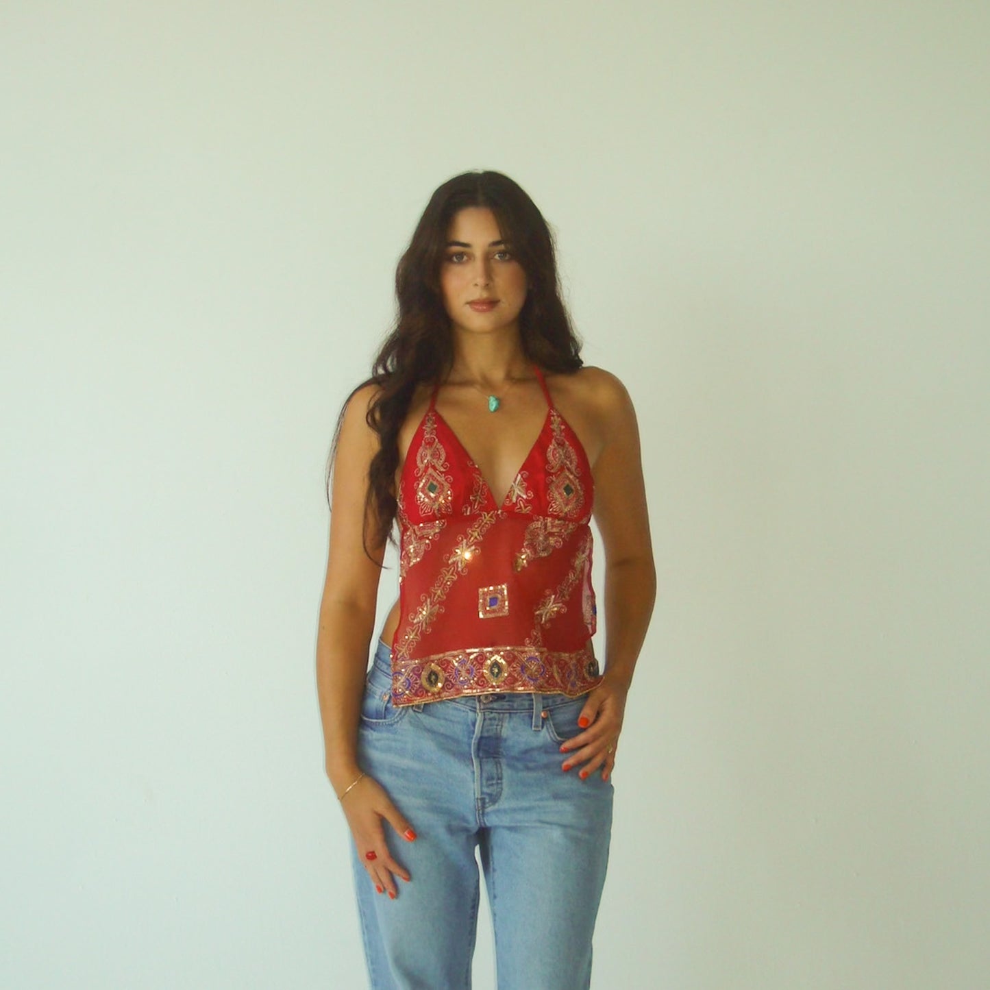 THE GOA TOP IN MAROON CHIFFON