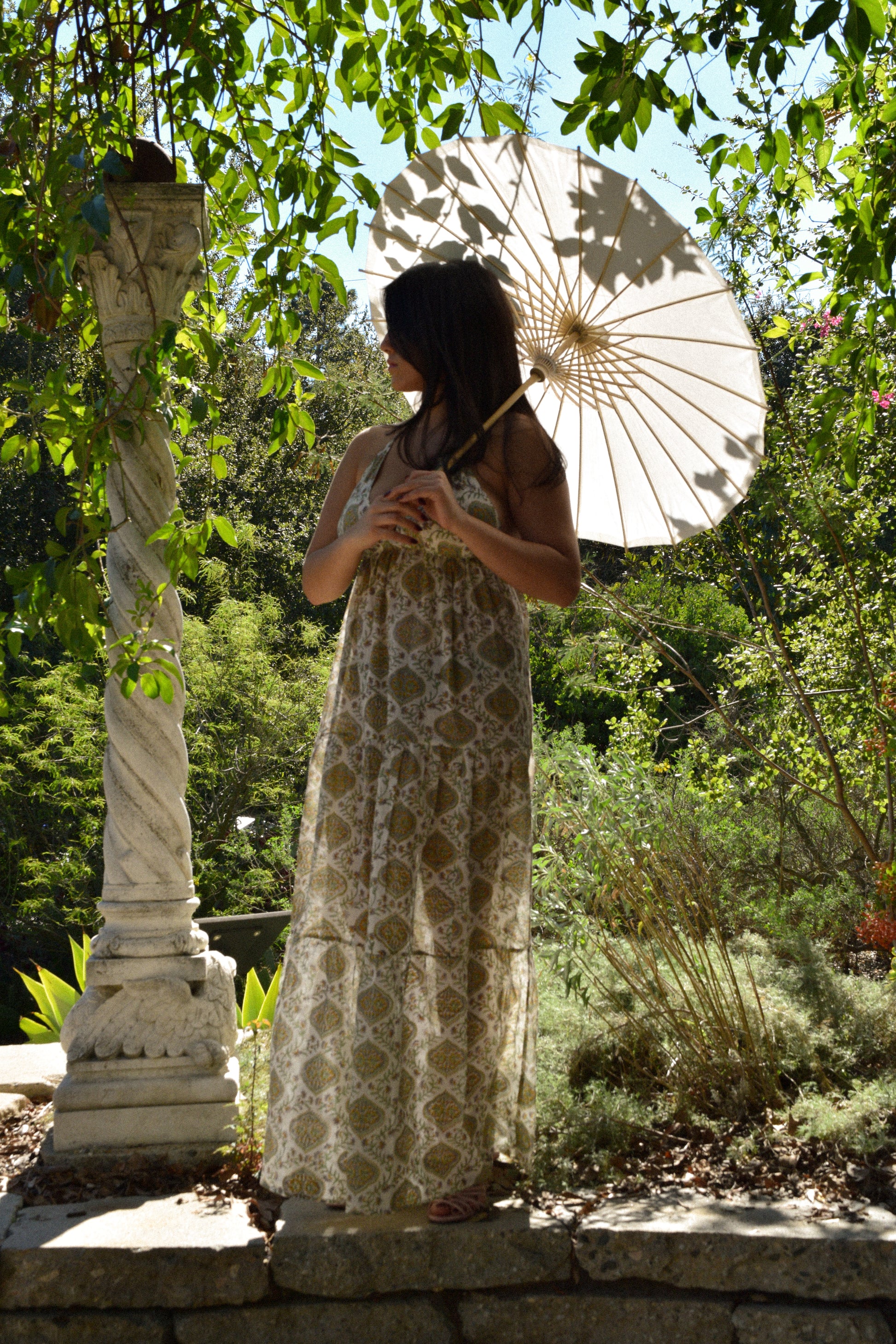 KALI MAXI DRESS - YELLOW GREEN BLOCKPRINT KALI MAXI DRESS - YELLOW GREEN BLOCKPRINT