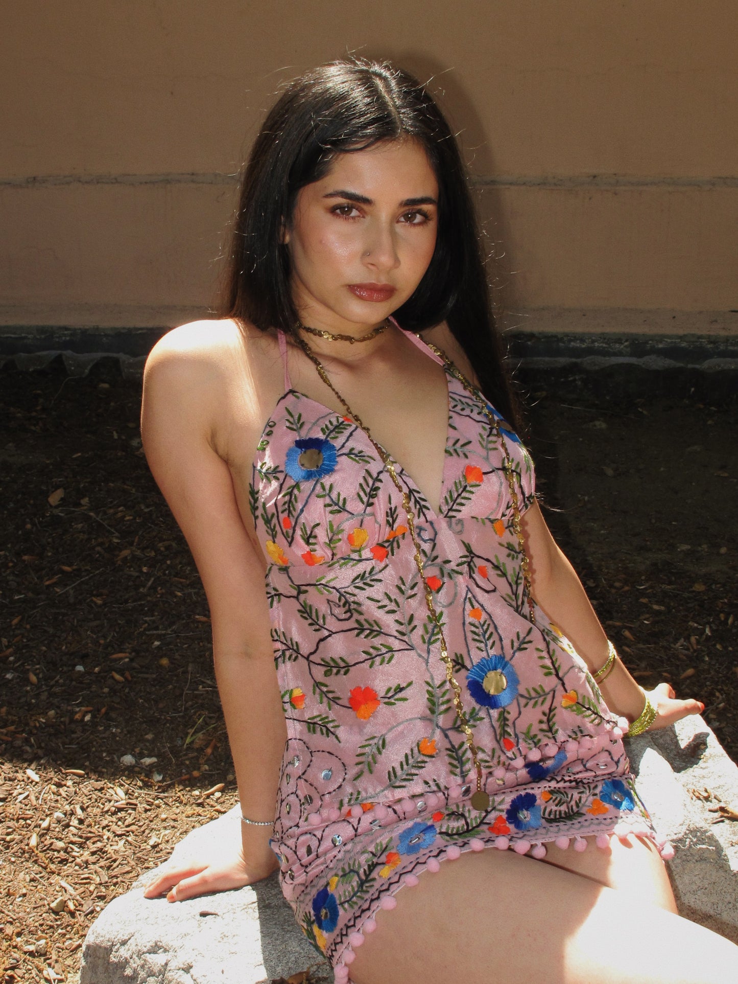 GOA TOP - BABY PINK EMBROIDERY