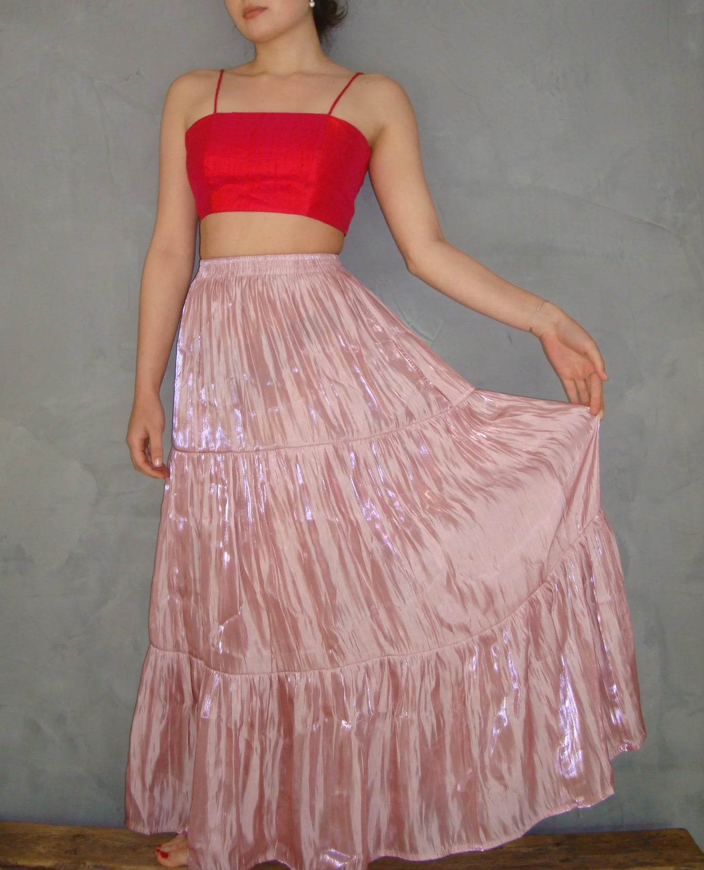 KHILE SKIRT BABY PINK SILK