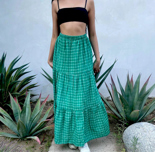 KHILE SKIRT GREEN HAND DYE